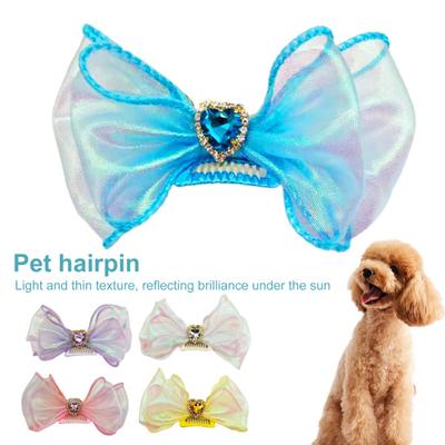 Pet Hair Bow Heart-shaped Embellishment Pet Hair Decor Ribbon Fashion Bow-knot Pet Hair Clips