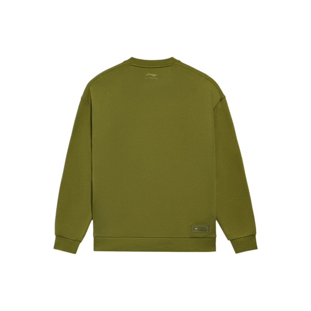 Li-Ning CF Sports Life Collection Embroidered Loose Crewneck Sweatshirt Unisex Tops Green AWDS595-4