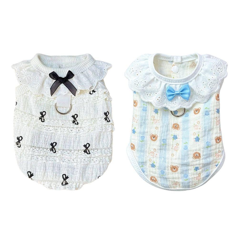 Cute Spring Summer Puppy Lace Vest Breathable Soft Cat Cake Skirt Cartoon Bowknot Kitten T-shirts for Small Medium Dog