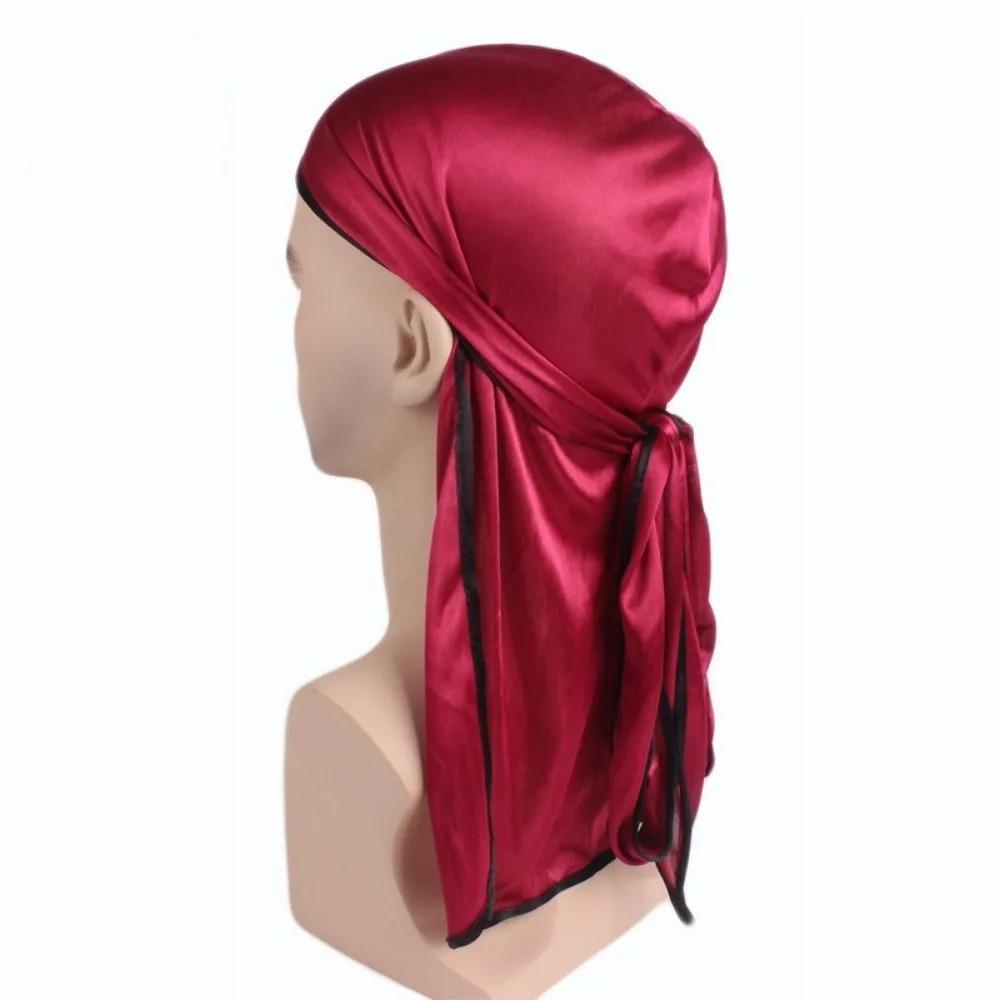 Silky Long Tail Durag Pirate Hat, Unisex Turban Headwrap, Fashion Hair Accessory for Men Women