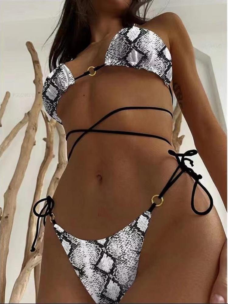 Sexy Brasilianischer Tanga Bikini Mujer Bademode Frauen Bandage Leopard Badeanzug Micro Bikini Set Sommer Bademode Badeanzug