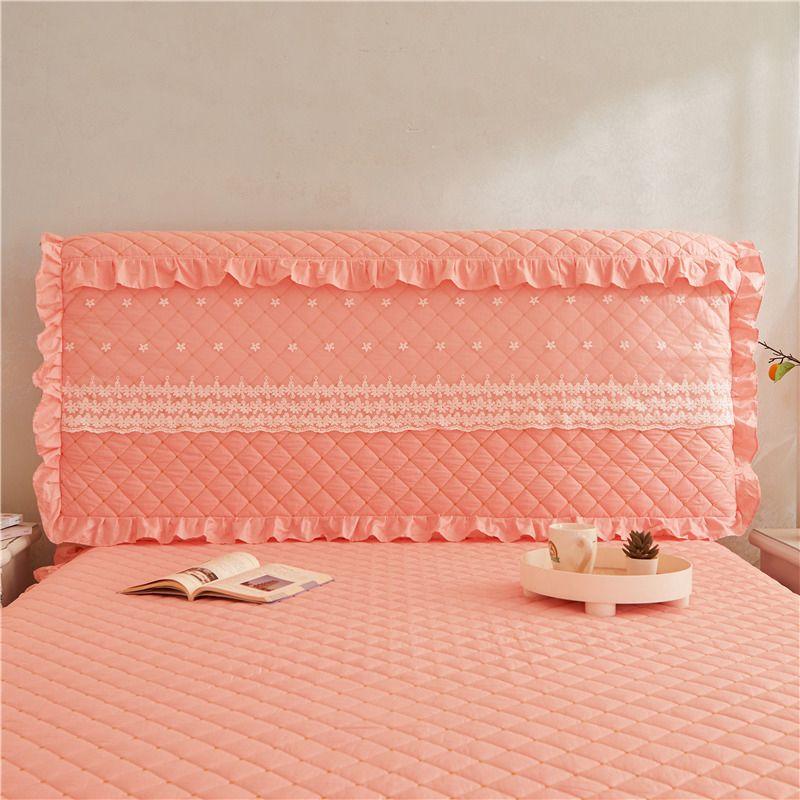 

Хлопковый стеганый прикроватный чехол Деревянный Тканевый Арочный Кожаный Защитный чехол для кровати Пылезащитный чехол Тканевое кружево Pink Lace headboard Long 120x high 70cm