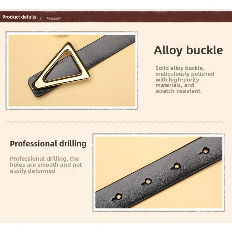 New triangle buckle leather belt - women's belt - versatile fashion decorative genuine leather belt