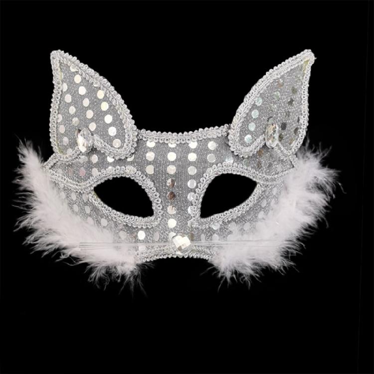 Masquerade Mask Foxes Mask Halloween Costume Mask Sequins Cats Mask Half Face Mask for Party