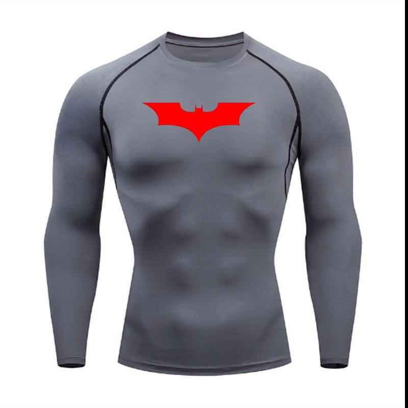 Men's Batman Compression Short Sleeve Sports T-Shirt for Running, Basketball, or Football - Quick Dry, Tight Fit, Round Neck.