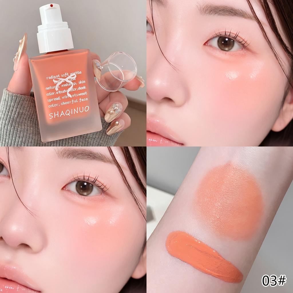 SHAQINUO Radiant Soft Matte Liquid Blush Natural Long Lasting Lightweight Smooth Cheek Tint Makeup Face Cosmetics for Women and Girls