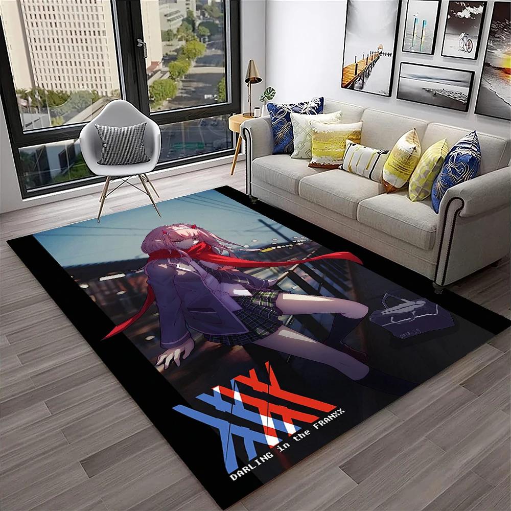 DARLING In The FRANXX Cartoon Zero Two Sexy Girl Carpet Rug for Home Living Room Bedroom Sofa Doormat Decor,Non-slip Floor Mat