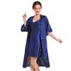 Women's Silk Satin Pajamas 2Pcs Sexy Silky Pj Robe Set with Chemise Nightgown