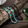 European and American Pine Stone Rice Bead Foot Chain for Men, Simple Beach Double layered Stacked Foot Rope Versatile Beaded Jewelry Gift