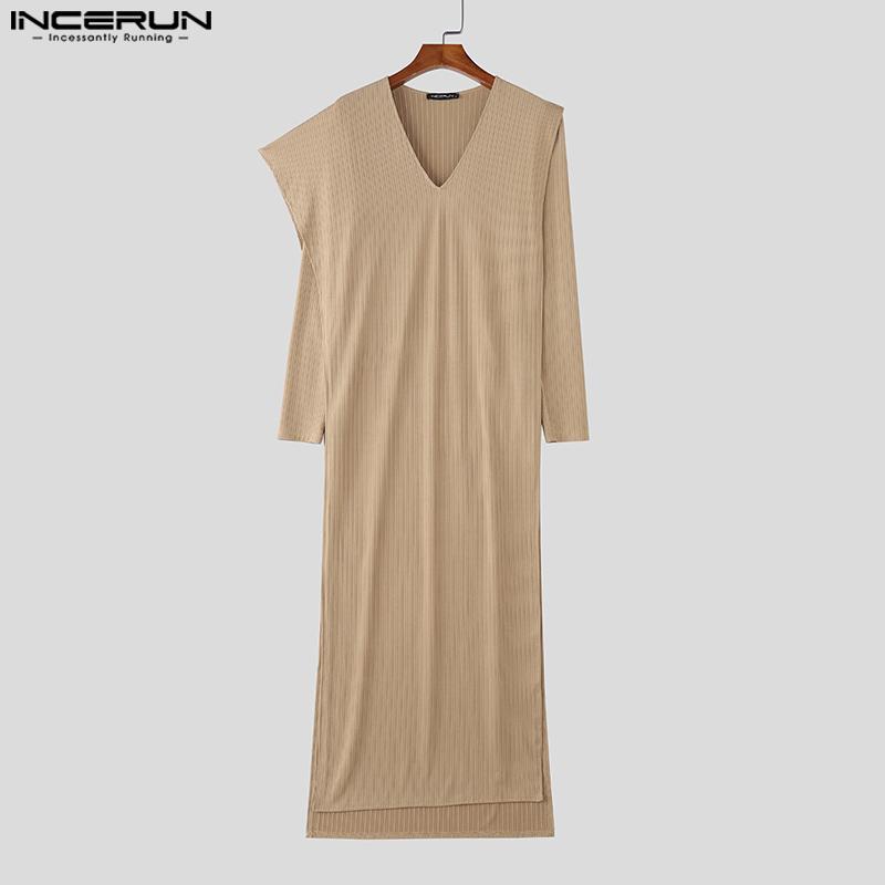 INCERUN Autumn Men Long Sleeve Fake Two-piece Layers Rib Long Casual Tops Pullovers