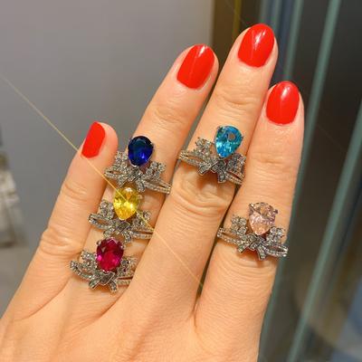 Bague Poire Bague Pierre Précieuse Diamant Complet Couleur Saphir Paraiba Bague Trésor