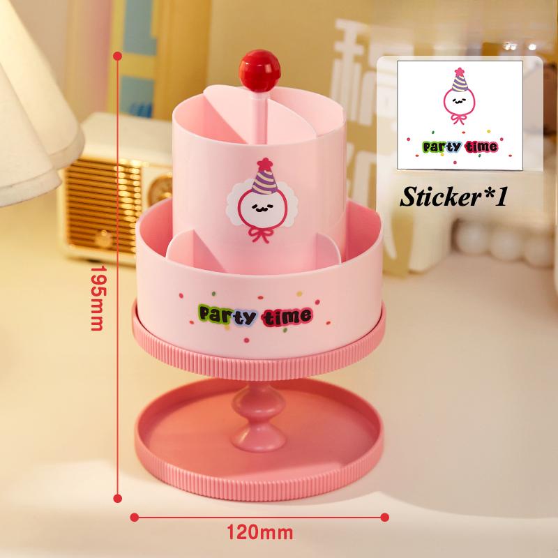 Cartoon Puppy Pen Holder Storage Box with Free Stickers INS Style Large Capacity Rotatable Storage Box for Students Desktop New