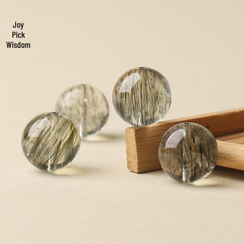 Natural Green Tourmaline Rutilated Quartz Ice Crystal Bead, DIY Multi-Gem Bracelet/Necklace.