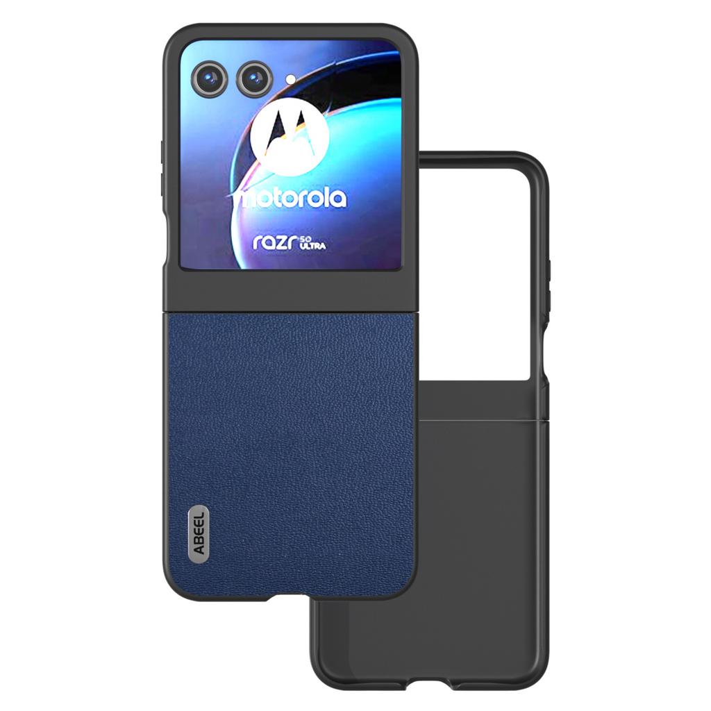 For Motorola Razr 50 5G Case Genuine Cow Leather Coated PC Phone Cover