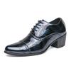 Large size pointed high heels men's shoes British style hair stylist glossy leather shoes European and American style casual business dress shoes