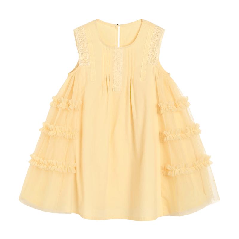 LUSON Xiao O Bao Girls' Summer Daisy Embroidered Princess Dress