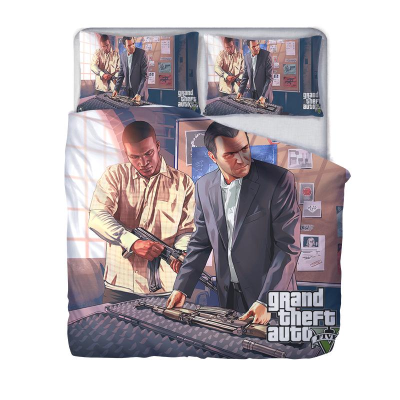 Heißes Grand Theft Auto 3D Bettwäscheset Beliebte Spiele Charakter Gedruckte Bettbezugsets Kissenbezüge Bettwäsche Einzelbett Queen-Size King-Size