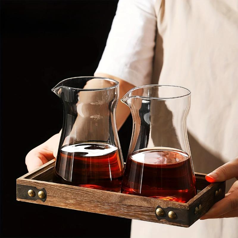 17oz/500ml Glass Coffee Pot Carafe with Wood Heat-Resistant Layer, High Borosilicate Espresso Shot Glass Mug , Coffee Accesories