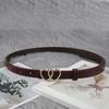 Versatile PU Leather Belt Simple Waist Belt Heart Buckle Thin Belt  Dresses Decoration