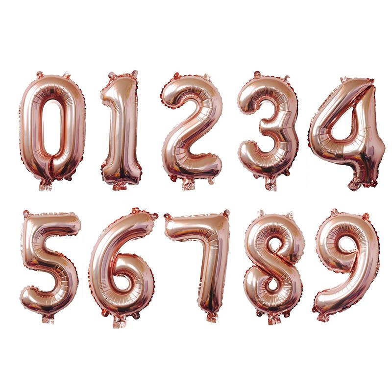 32 Inch Number Foil Rose Gold Green Silver Discolor Digital Baby Shower Supplies Kid Boy Balloons Birthday Party Decoration