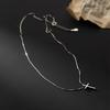 S925 sterling silver plated 14K gold cross pendant necklace men and women simple niche design box chain collarbone chain