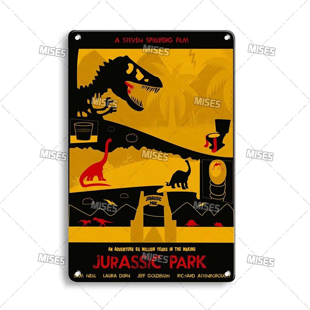 MISES Film Classico Jurassic Park Targa Metallica Pub Targa Metallica Giardino Vecchia Targa Murale Segno Metallico Arrugginito Decorazione Murale Poster Metallico