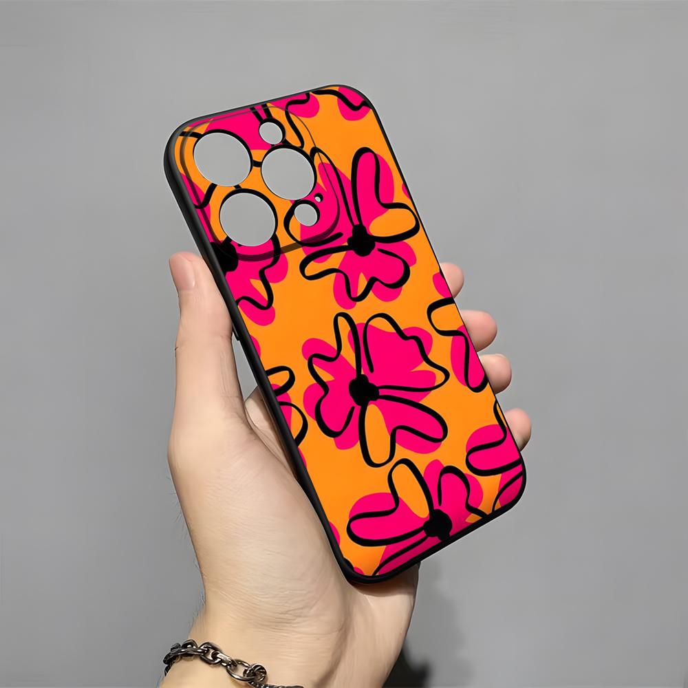 Pink Abstract Flower Phone Case For IPhone 17 Pro Max 16 15 14 Pro Max 13 11 X Xs Xr 8 7Plus Silicone Cover