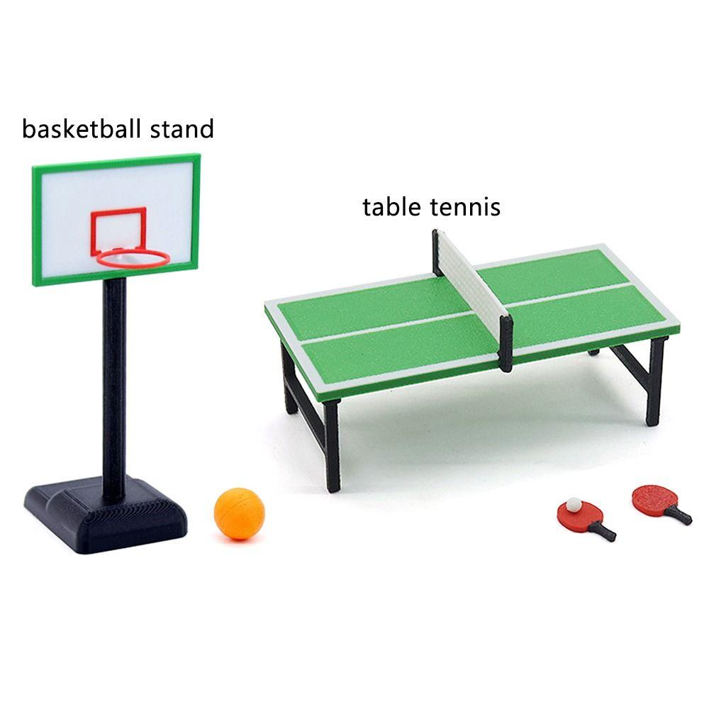 1/12 Doll Basketball Hoop Scene Model Mini Ping Pong Table Funny Doll House Sport Equipment  Gift