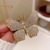 Women Brooch Butterfly Shape Rhinestone Vinatge Anti-slip Bag Coat Collar Hat Scarf Decoration Clothes Pin Party Prom Garment Jewelry