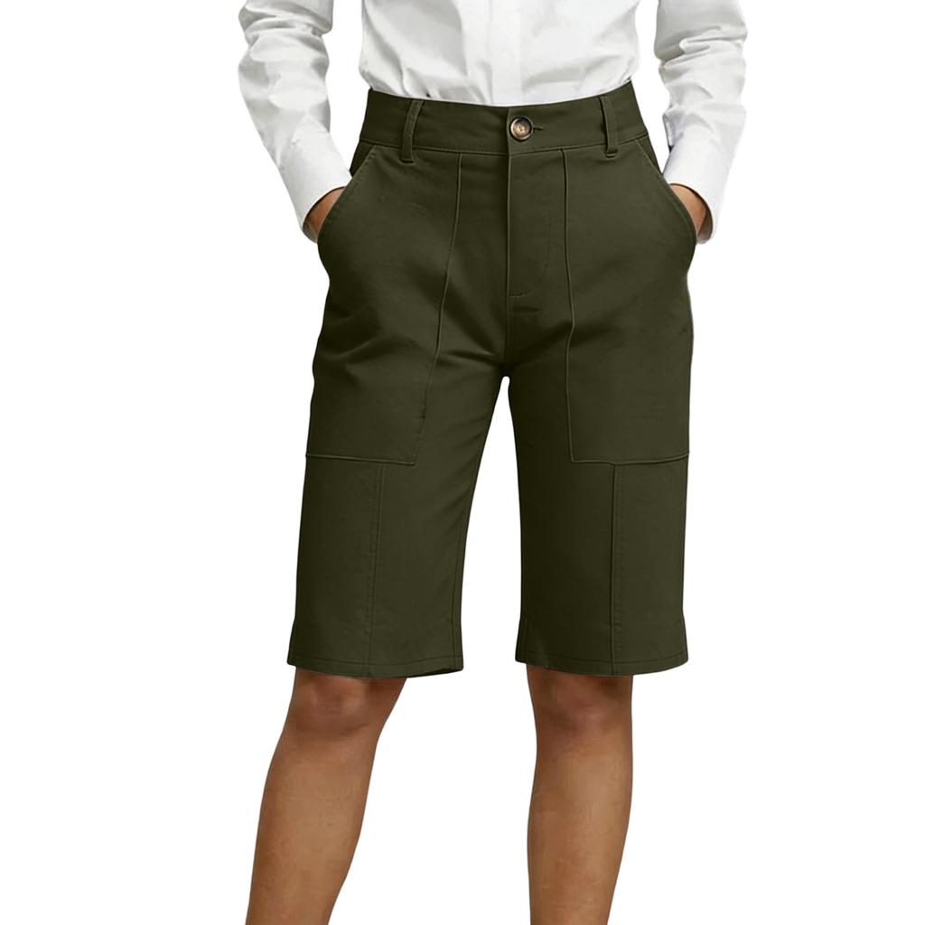 Pantaloncini estivi casual alla moda, larghi e comodi, al ginocchio, a vita alta con elastico e tasche