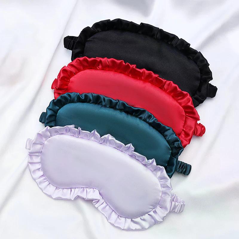 Silk Ruffle Sleep Eye Mask Eye Protection Travel Soft Sleeping Shading Eye Covers Multicolor Eye Patches For Woman Man