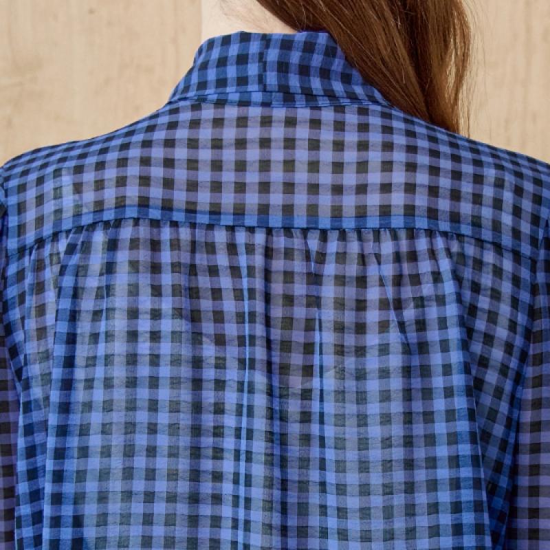 MAXZA Gobo Check Tie Ribbon Chiffon Blouse Zd09qb600on