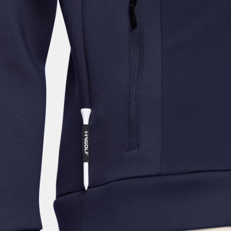 Under Armour Drive Pro Storm FW24 Hybrid Locker Wasserdicht Warm Reißverschluss Langarmjacke Herrenjacke Midnight-Navy Metallic-Silver 1387117-410