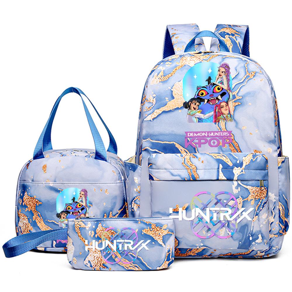 3Pcs/set Anime Demon Hunters Printed Backpack Handbag Pencil Case for Teenager Student Bookbag Schoolbag Women Large Capacity Waterproof Bag