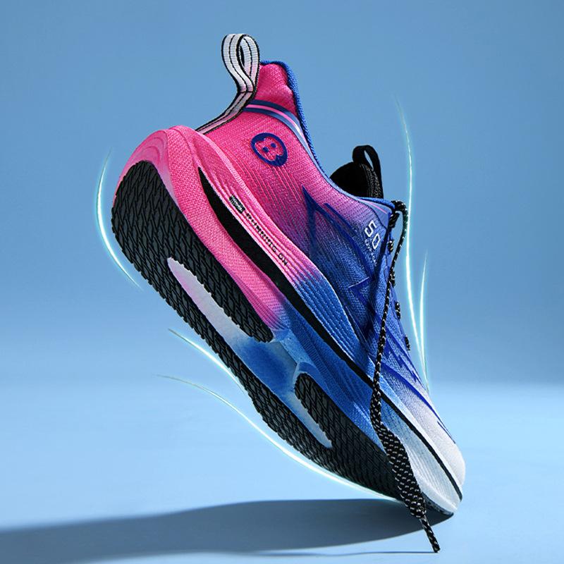 Mesh breathable X5 couple racing shoes carbon plate anti-rollover technology popcorn sole running sneakers men