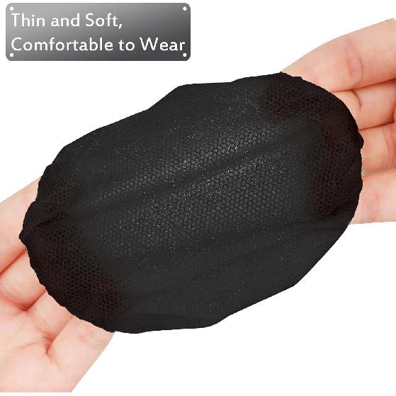 BBTO 300 Pieces Disposable Headphone Covers Non Woven Sanitary Fabric Headset Earphone Covers for Ear Pad Headphones(L-11 cm,Black)