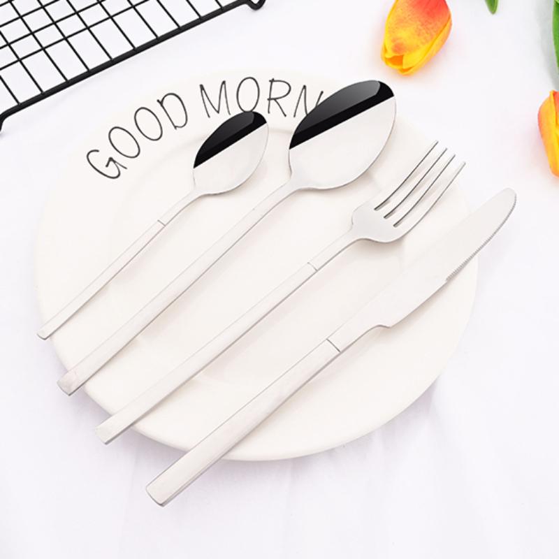 16Pcs for 4 People Pink Gold Dinnerware Set Stainless Steel Knives Forks Tea Spoons Dinner Set Family Kitchen Tableware Set