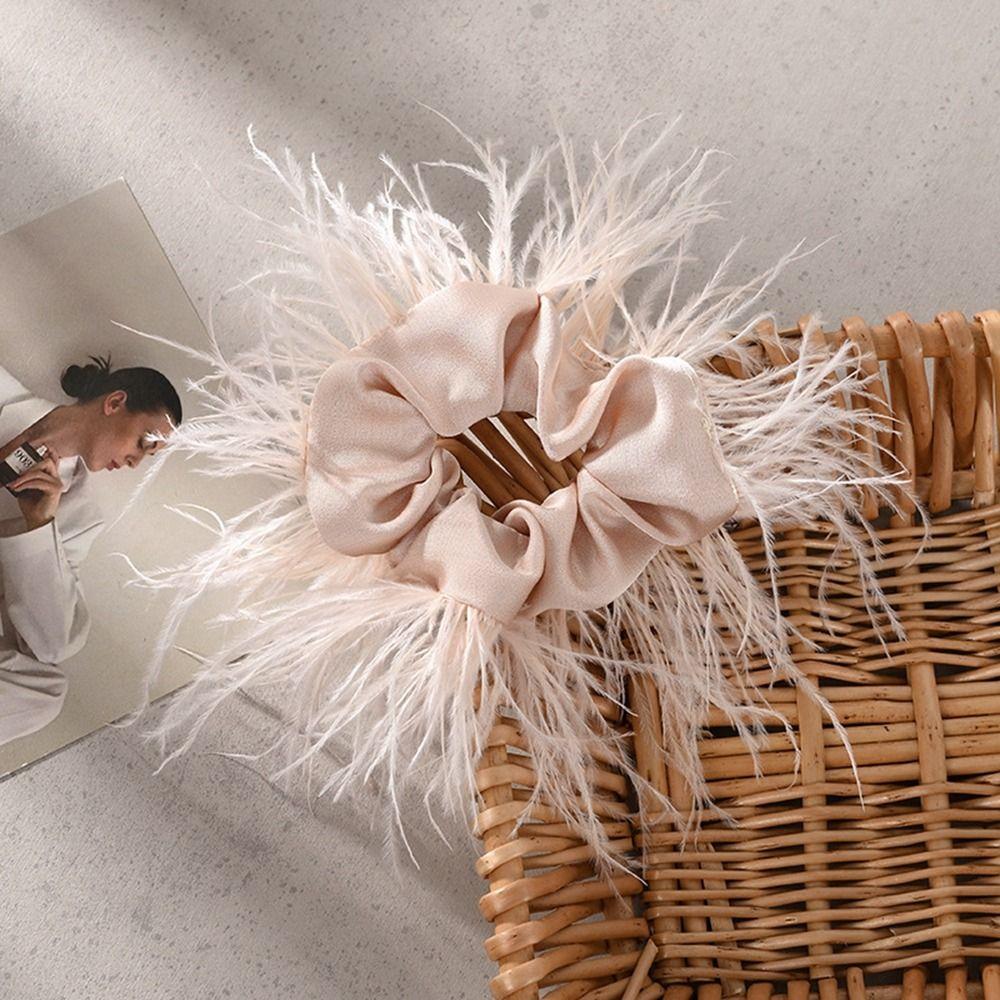 Holder Elastic Head Rope Satin Hair Ring Feather Hair Rope Korean Style Scrunchies Female Hair Ties