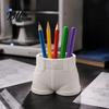 Unique Desktop Ornament Shorts Shaped Pen Holder, Funny Stationery Makeup Brush Storage Cup, 3D Organizer Print Creative Container for Office
