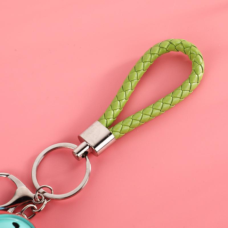 Stylish Couple Leather Cord Bell Keychain Charm - Multi-Color Fashion Accessory