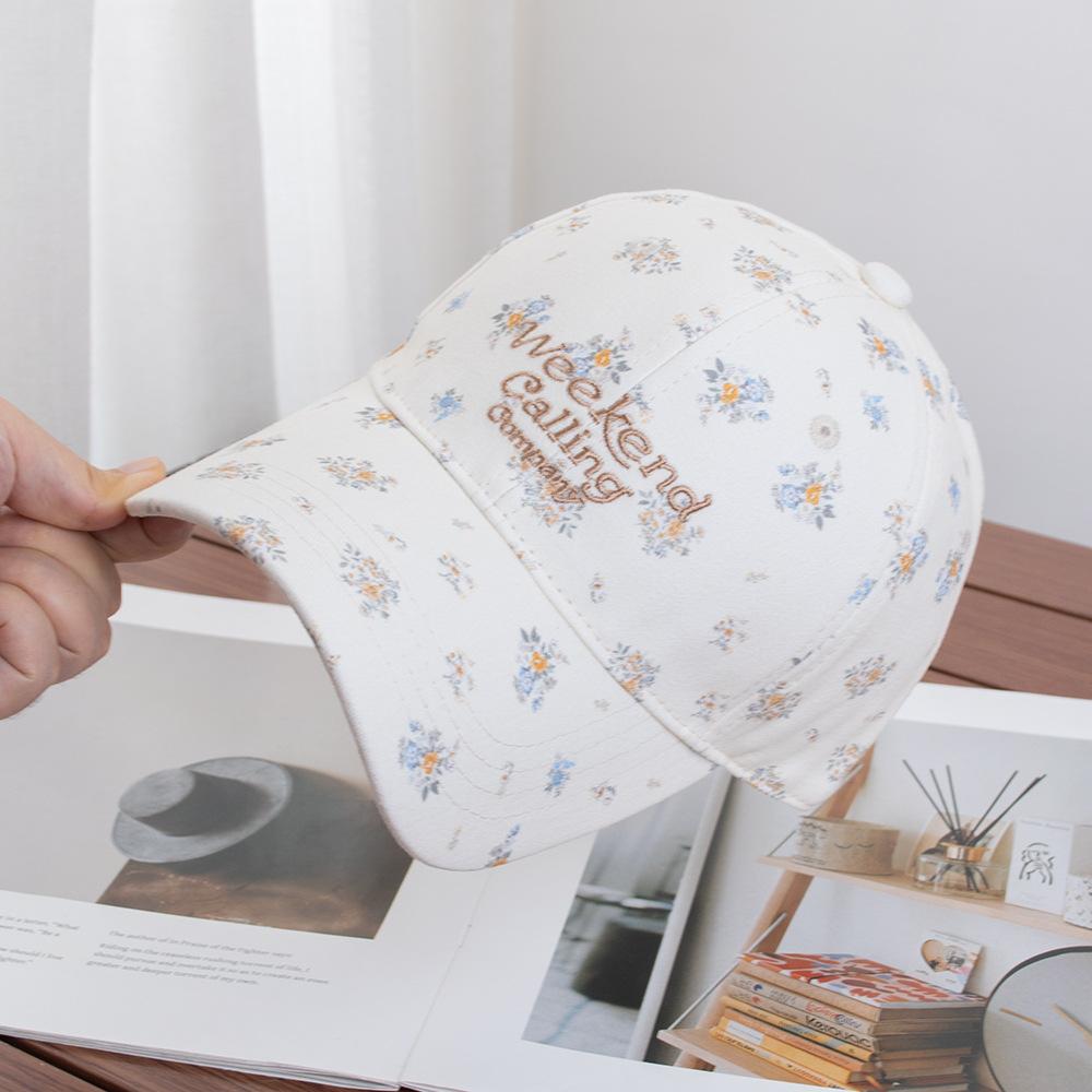 Korean Fresh Little Floral Baseball Cap Girl Ins Sweet Age-reducing Cap Spring and Summer Visor Hat Shows Small Face
