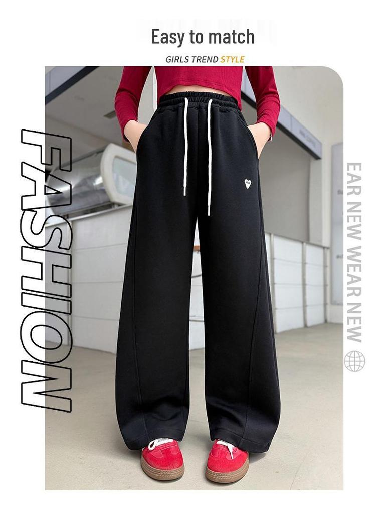 2025 Spring/Autumn Girls' Sports Sweatpants for Middle School Students - Casual Scimitar Pants