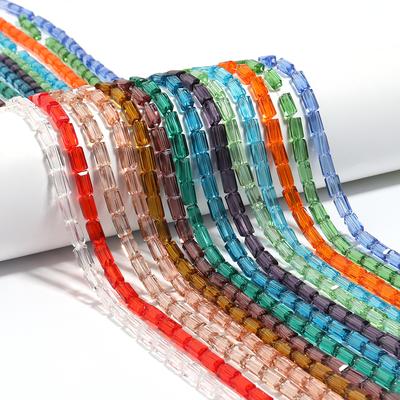 1 Fil de Perles Rondelles en Verre Cristal Colorées Perles Espacement Rectangulaires Libres Pour la Fabrication de Bijoux Bracelet DIY Accessoires de Collier