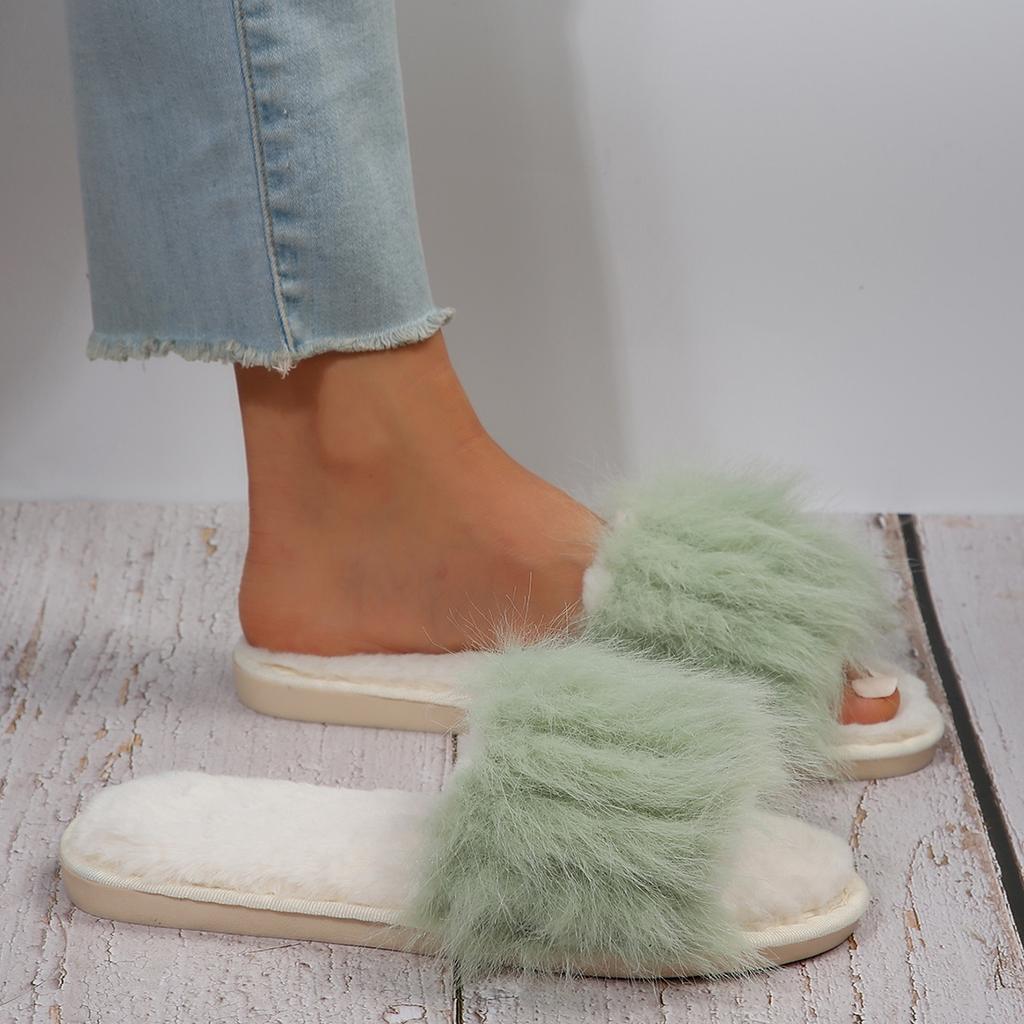 Mode Damen Hausschuhe 2024 Winter Neu Plüsch Bequeme Hausschuhe Damen Rutschfest Langlebig Mode Warme Schuhe Home Slides Damen