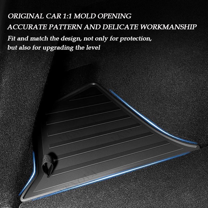 For Tesla Model Y Juniper 2025 Rear Trunk Side Storage Box Cargo Organizer TPE Bin Box Flocking Mat Partition Board Accessories