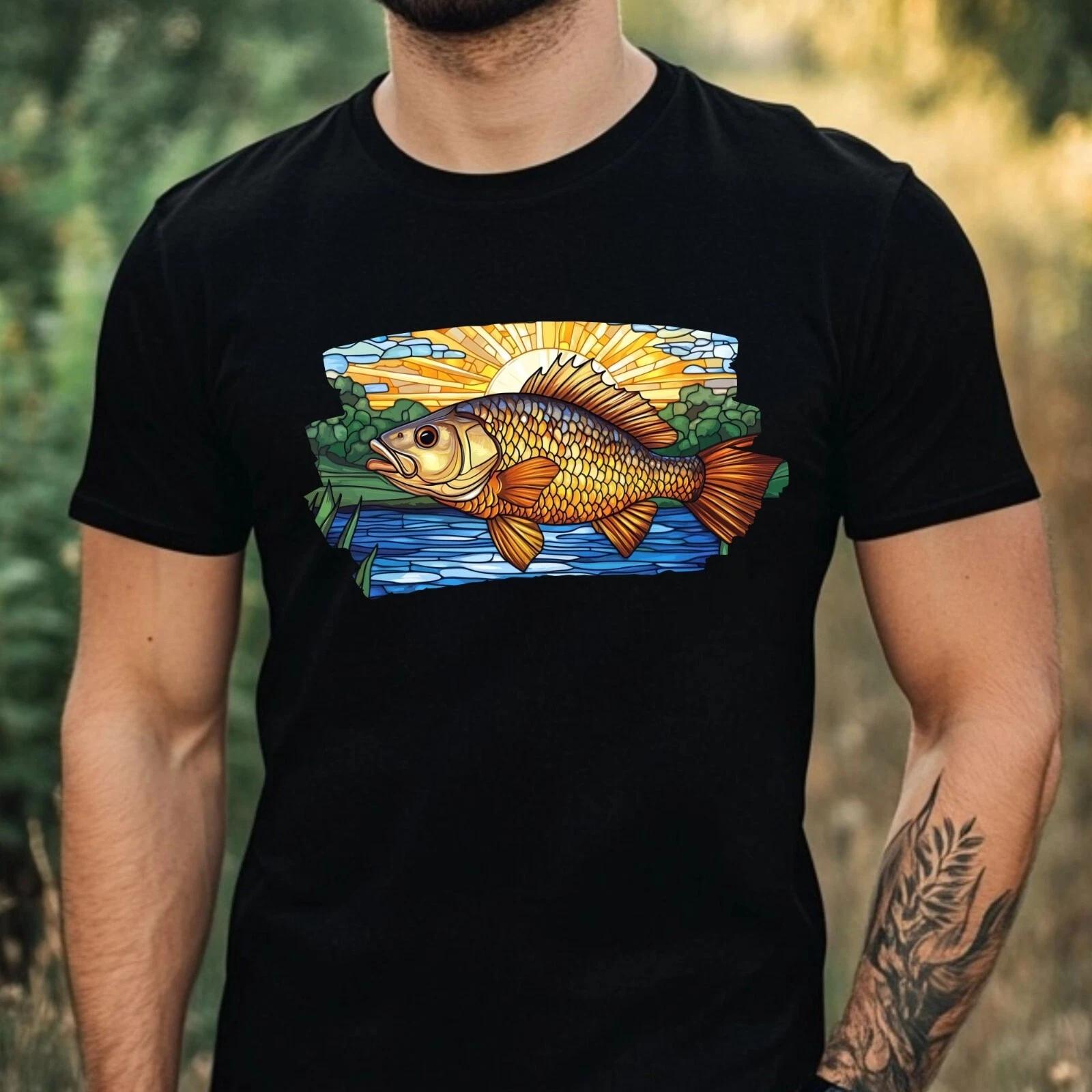 T-Shirt Herren Barsch Buntglas Motiv Baumwolle Größe XS bis 5XL S
