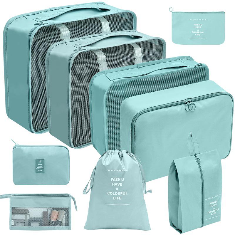 Travel Storage Set: Foldable Toiletry, Makeup, Clothes, Shoes, Digital Accessories, and Drawstring Luggage Bags.