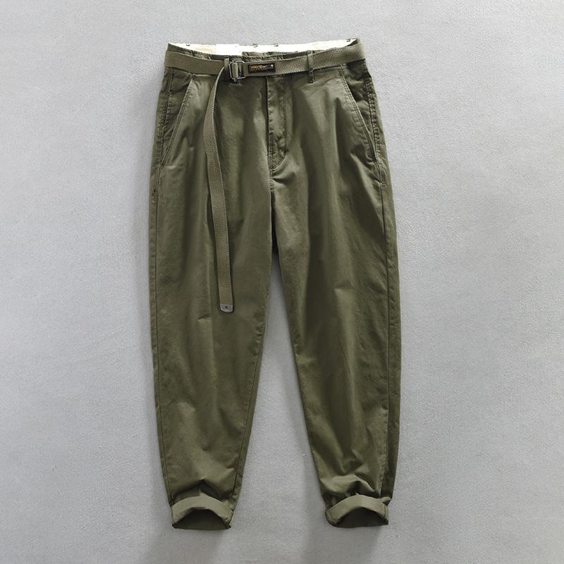 

Spring and Autumn Men s Pants Japanese Style Cargo Pants Causal Cotton Soft and Comfortable Baggy Khaki Pant with Belt 38 армія зелений колір