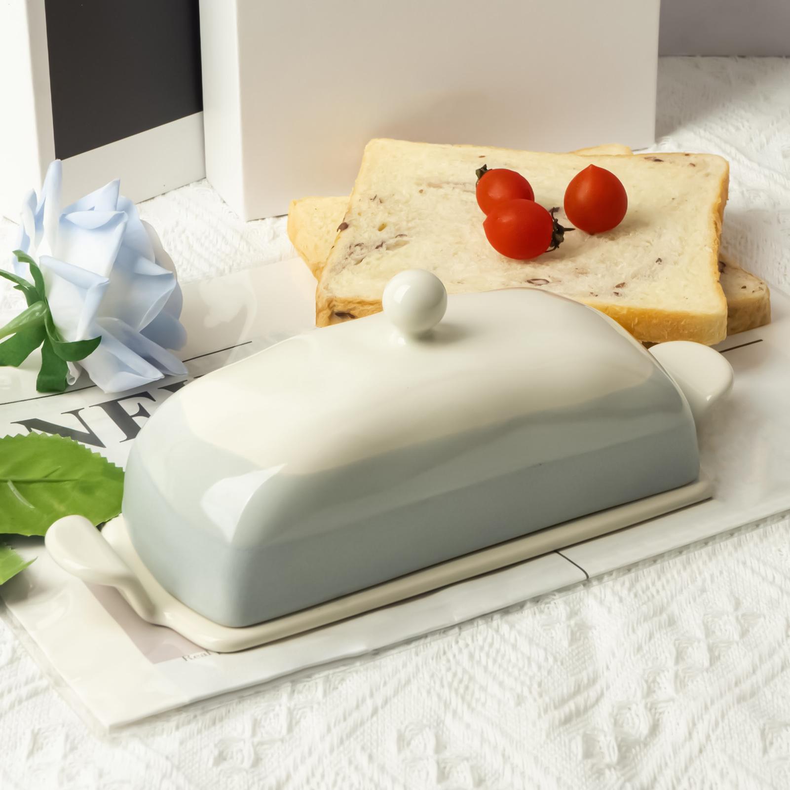 

Butter Dish with Lid Ceramic Butter Holder Dishwasher-Safe Cheese Dish with Lid for Restaurant Refrigerator Dining Room CHINA