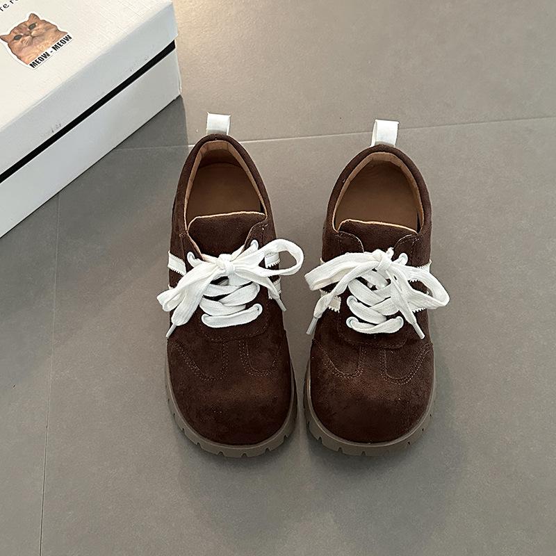 Big head color matching wedge heel German training shoes women's summer fashion retro versatile lace-up muffin bottom casual and comfortable sports s